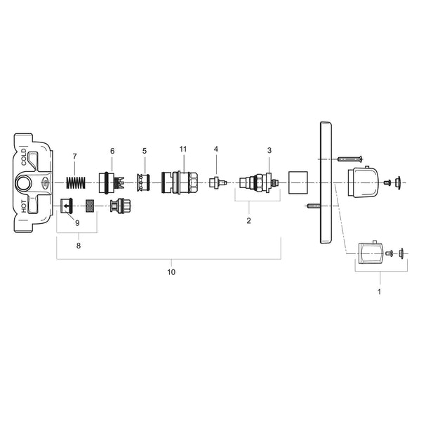 Mora keerklepunit met filter voor Mora Term en Mora Mega inbouwkranen, 2 stuks 709883.AE