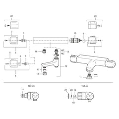 Mora Eco aan/uit-bovendeel 180° RS voor Mora Cera thermostaatkranen (1995–2012) 709939.AE