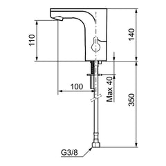 Mora MMIX Tronic elektronische wastafelkraan met temperatuurknop, batterijvoeding, chroom
