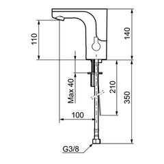 Mora MMIX Tronic WMS elektronische wastafelkraan met temperatuurknop, batterijvoeding, chroom