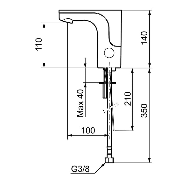 Mora MMIX Tronic WMS elektronische wastafelkraan voor voorgemengd water, batterijvoeding, chroom