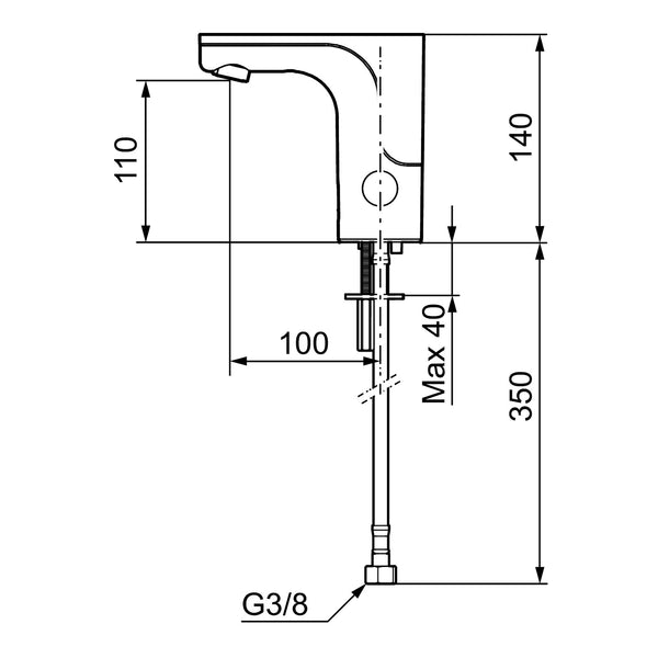 Mora MMIX Tronic elektronische wastafelkraan voor voorgemengd water, netvoeding, chroom
