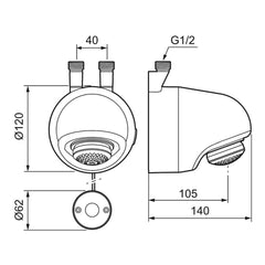 Mora Tronic Compact WMS douche thermostatisch, batterijvoeding, met montageplaat, chroom