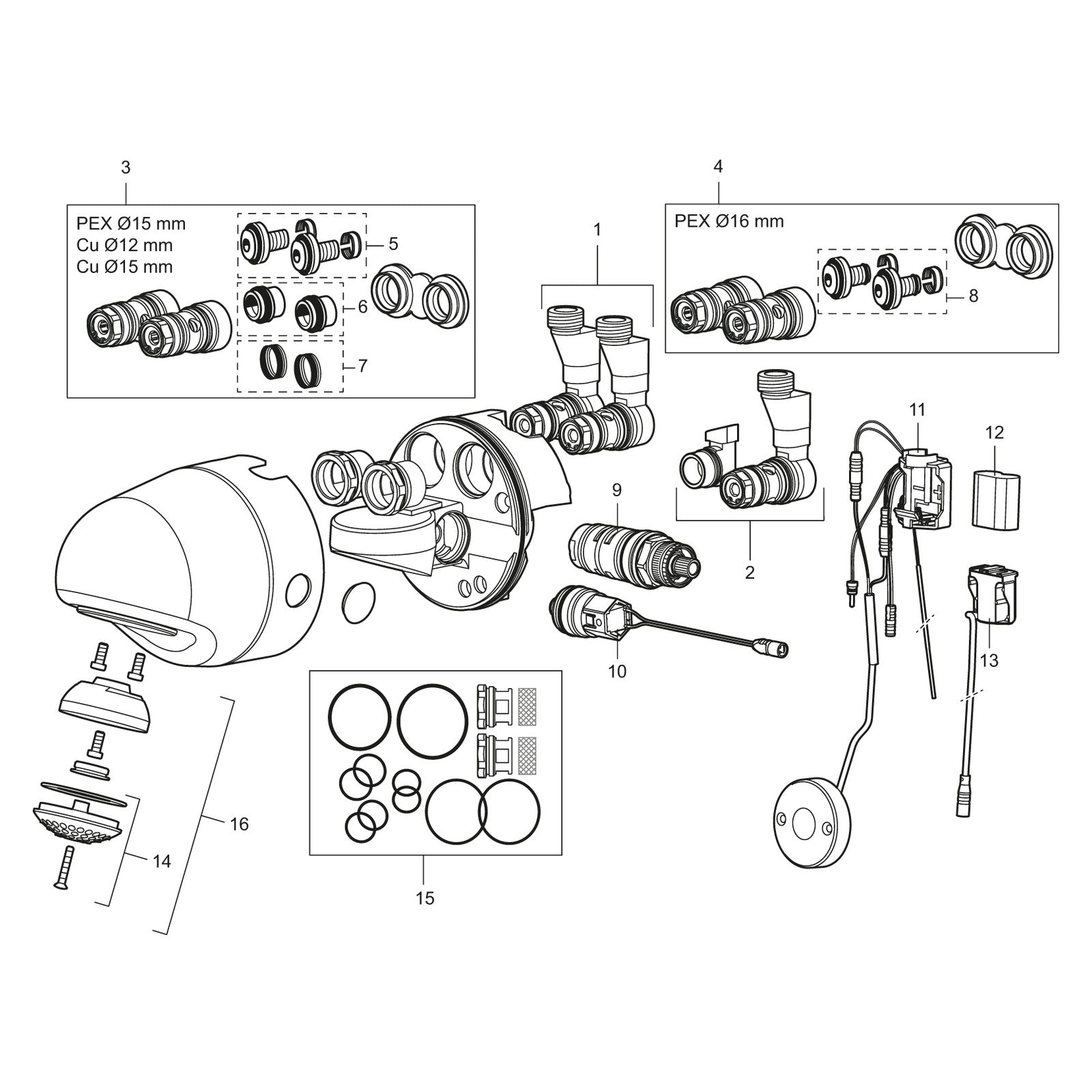 Mora Tronic Compact WMS douche thermostatisch, netvoeding, met montageplaat en verlengkabel 10 m, ch
