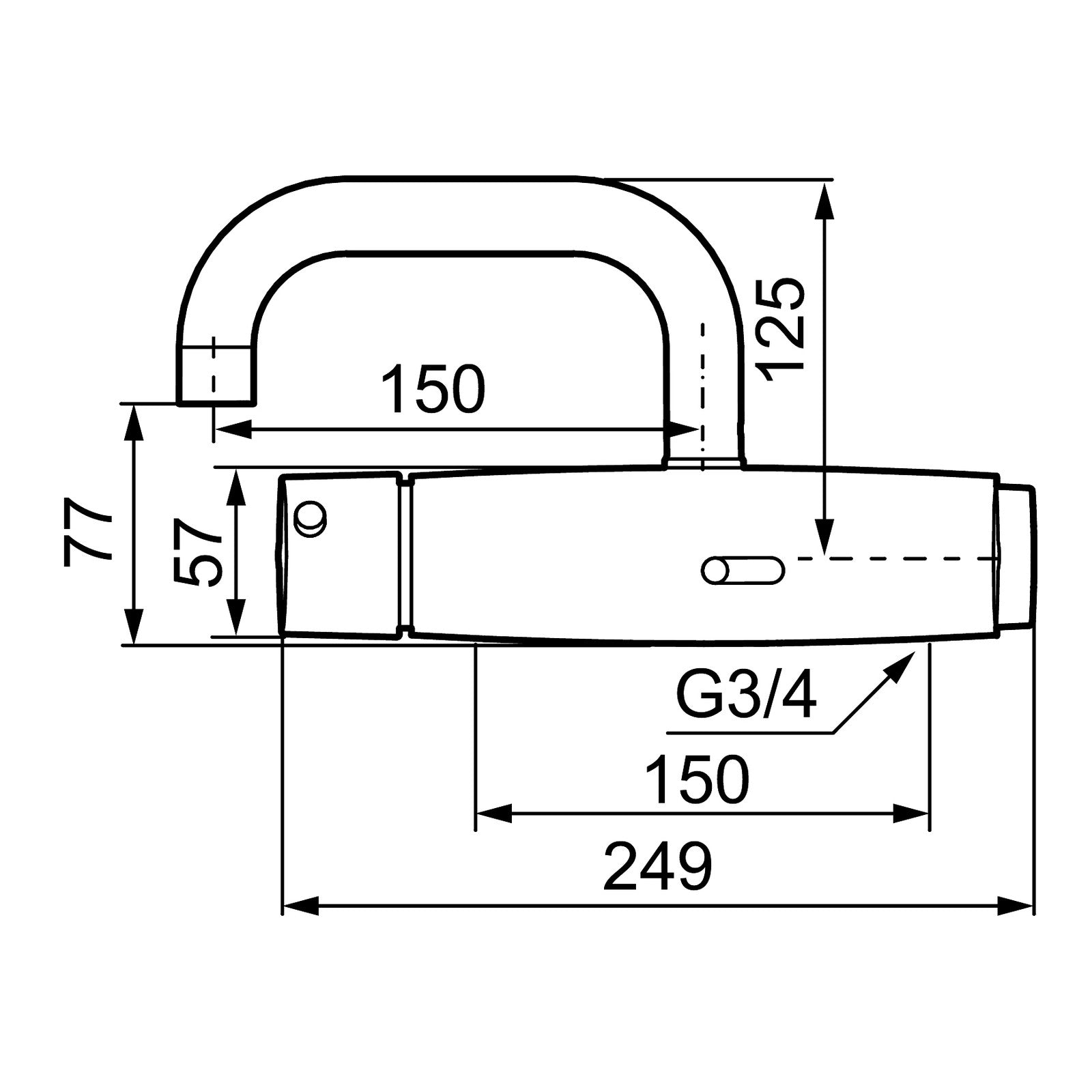 Mora Tronic WMS thermostatische ziekenhuiskraan met vaste uitloop, batterijvoeding, hartmaat 150 mm,