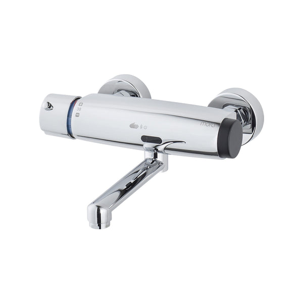 Mora Tronic WMS thermostatische ziekenhuiskraan, zelflozende uitloop, batterijvoeding, hartmaat 150 