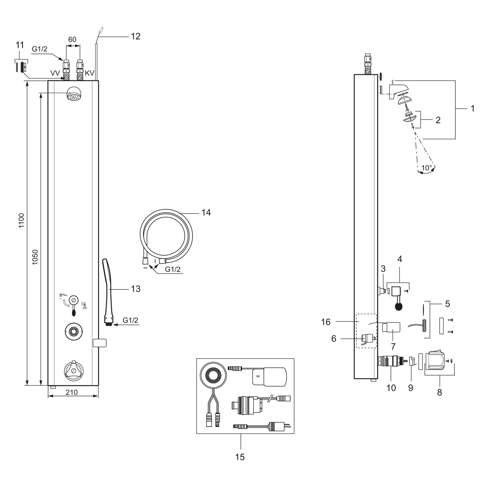 Mora sproeiplaat voor Mora tronic douchepanelen 729303.AE