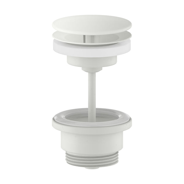 Mora wastafelafvoer free flow zonder overloop, voor wastafels van dik materiaal, mat wit