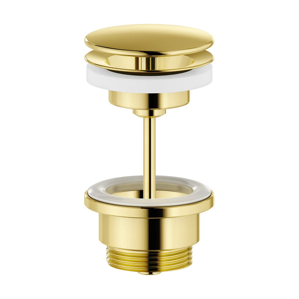 Mora wastafelafvoer free flow zonder overloop, voor wastafels van dik materiaal, gepolijst messing P