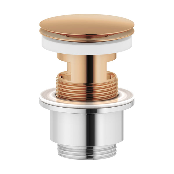 Mora wastafelafvoer met drukplug (push-down), met overloop, gepolijst koper PVD