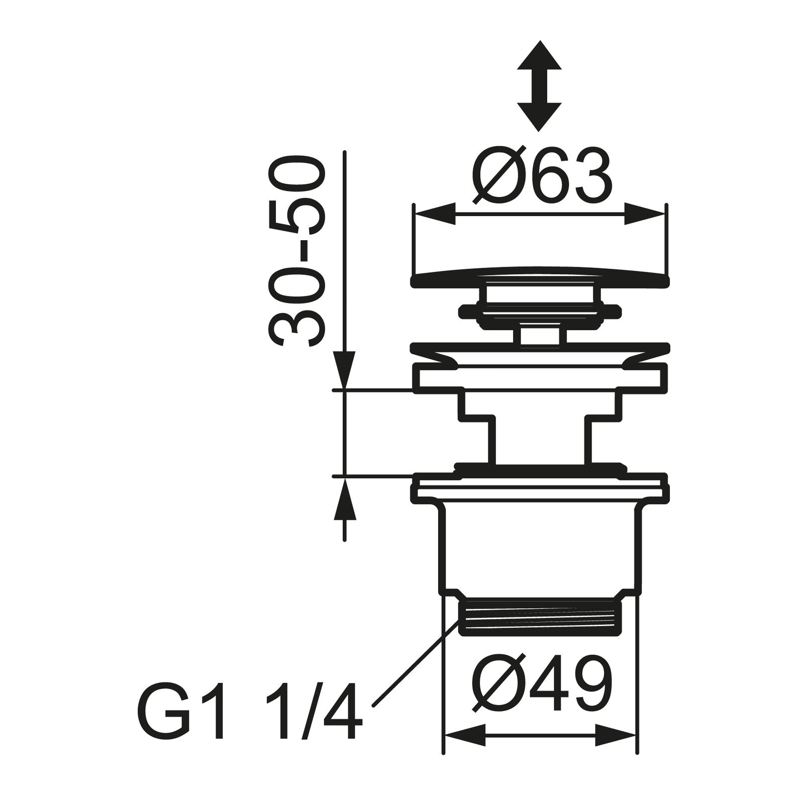 Mora wastafelafvoer met drukplug (push-down), met overloop, gepolijst koper PVD