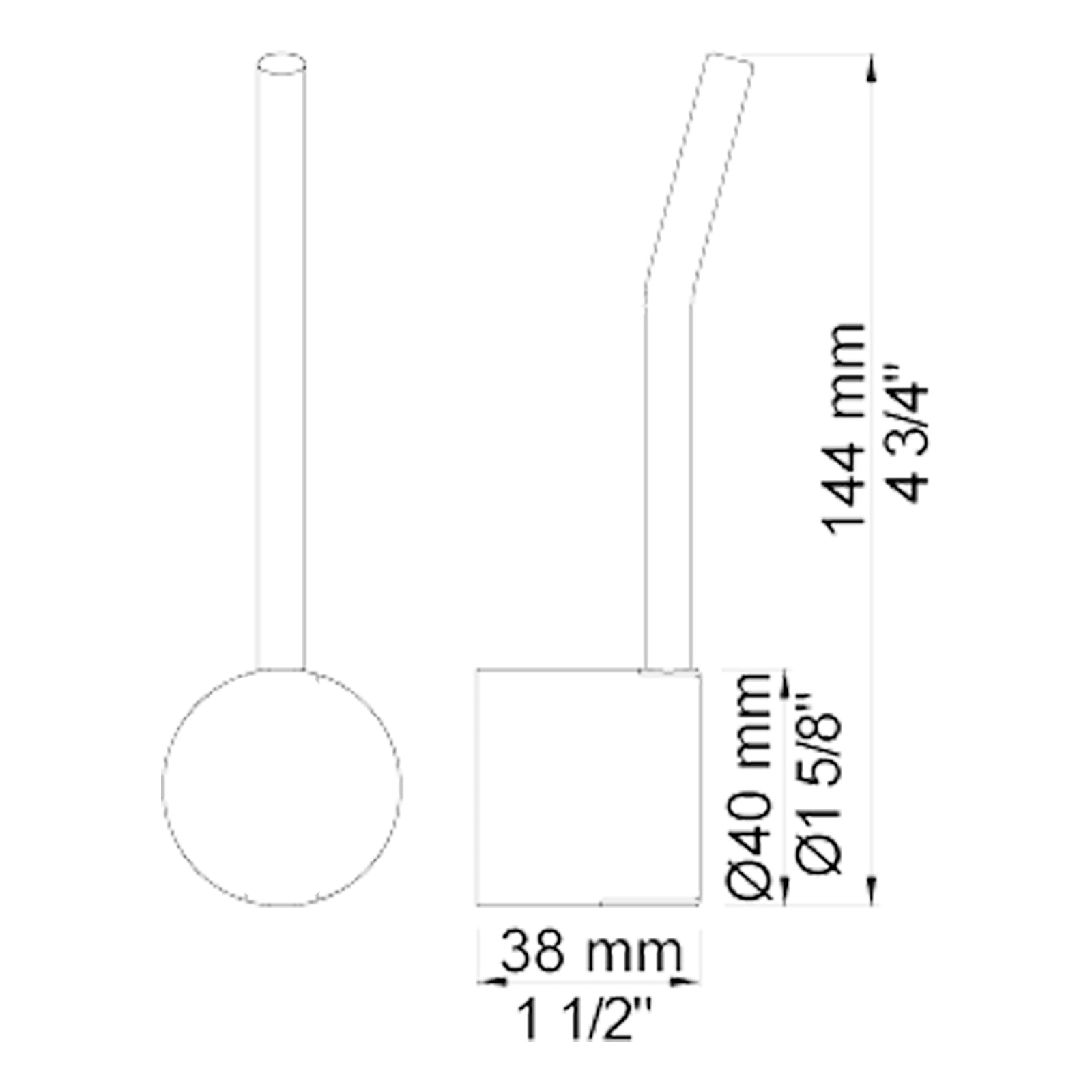 VOLA greep voor duo knop kranen (40mm) NR17
