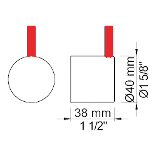 VOLA greep voor duo knop kranen (40mm) NR17