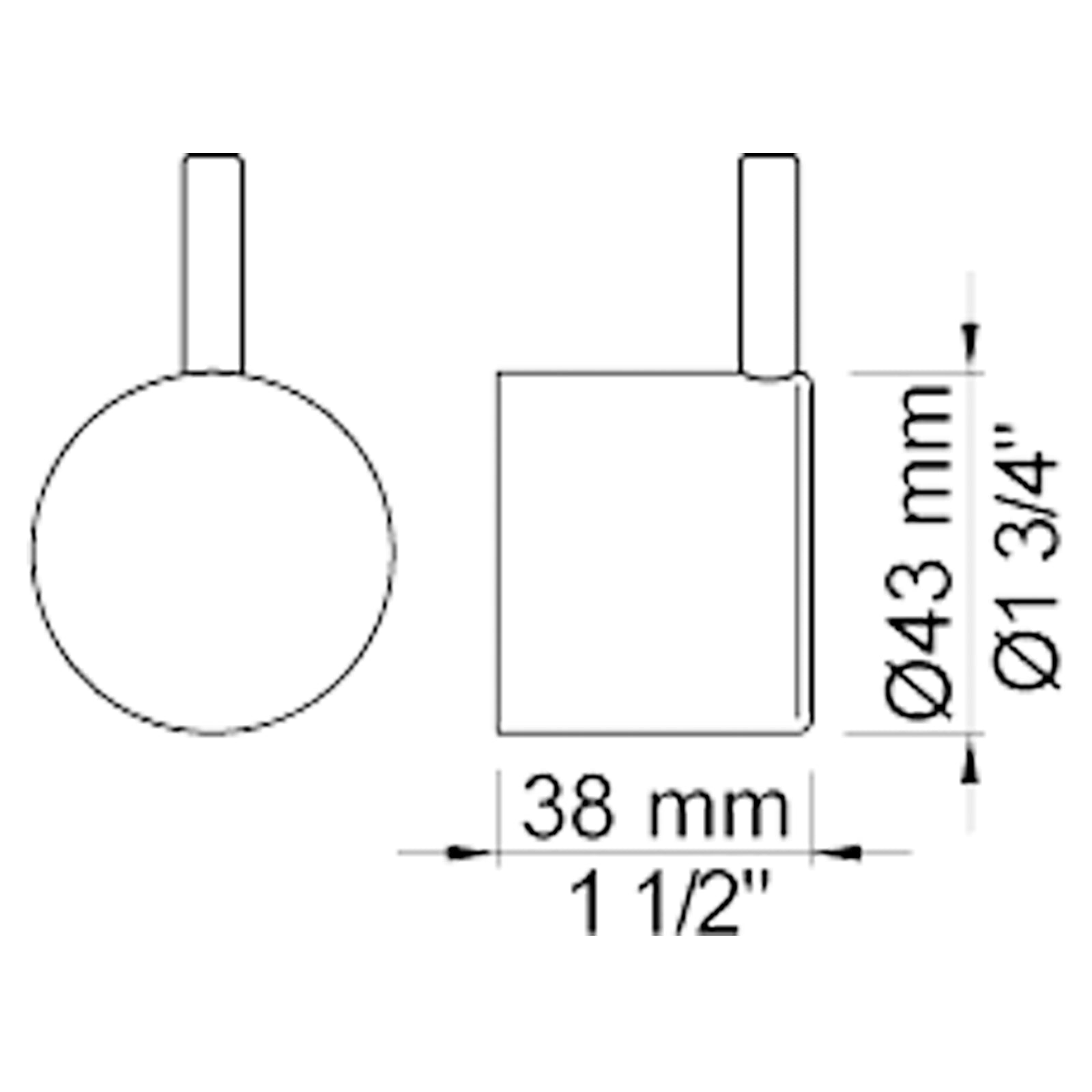 VOLA Omstelknop voor 5400/5600 serie (43mm) NR64 / NR64G