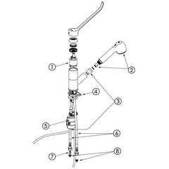 Delabie Mechanische ergonomische mengkraan met uittrekbare sproeier Draaibare uitloop H. 100 L.200 Chroom