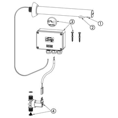 Delabie BINOPTIC elektronische wastafelkraan voor inbouw netspanning uitloop 200 mm chroom - onderdelentekening