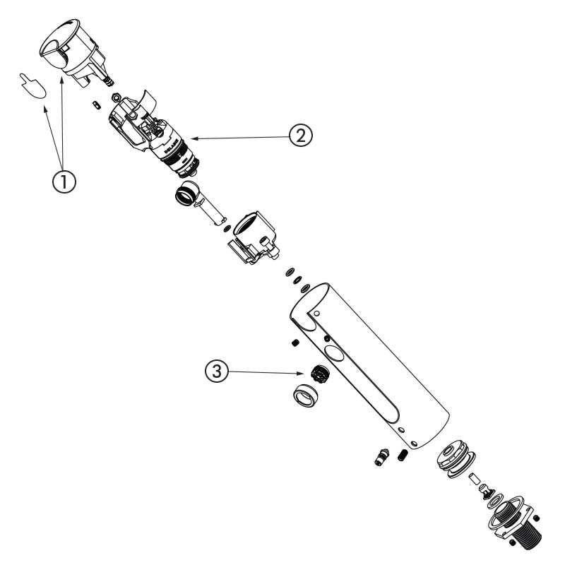 Delabie TEMPOMATIC 4 elektronische wandkraan voor wastafel voor paneel 1-24 mm 6V batterij uitloop 130 mm chroom - onderdelentekening