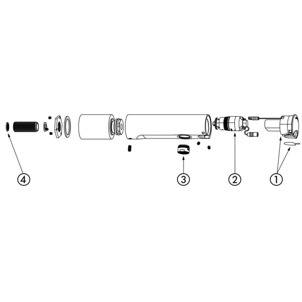 Delabie TEMPOMATIC 4 elektronische wandkraan voor wastafel voor paneel 1-24 mm 6V batterij uitloop 190 mm chroom - onderdelentekening
