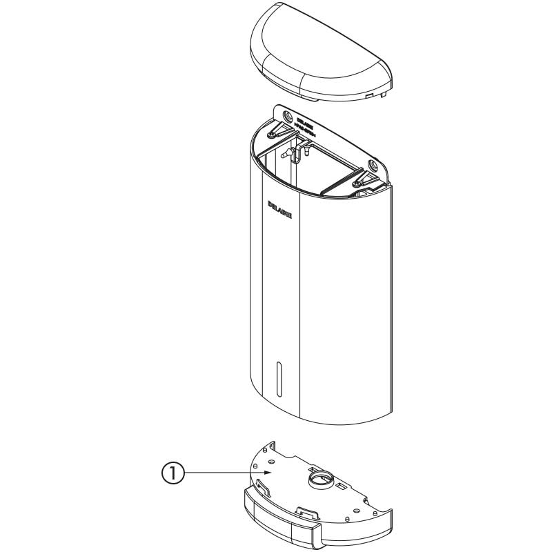 Delabie Zeepdispenser douchemodel 1 liter aluminium - onderdelentekening