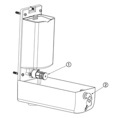 Delabie Zeepdispenser muurmodel met soepele drukknop 1 liter wit - onderdelentekening