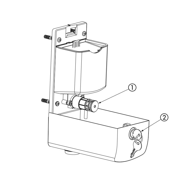 Delabie Zeepdispenser muurmodel met soepele drukknop 0,5 liter RVS glanzend - onderdelentekening