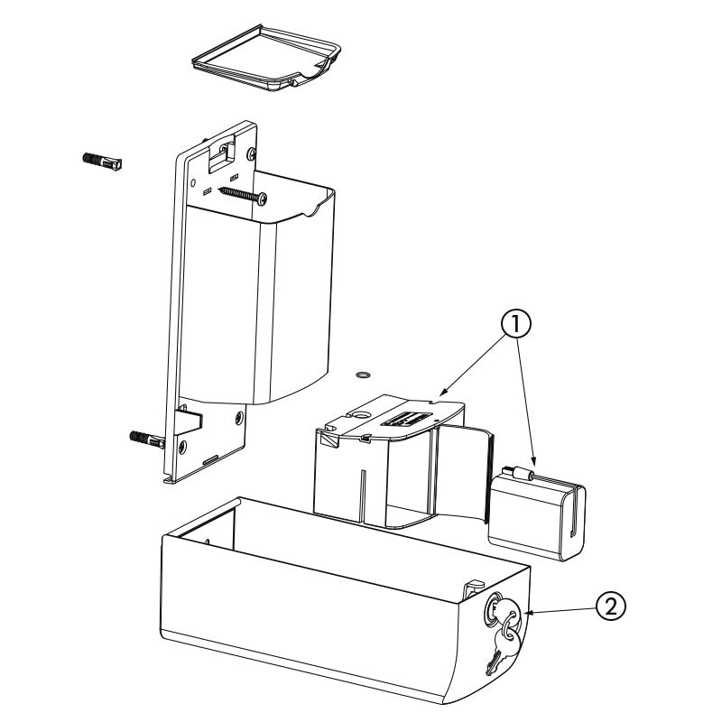 Delabie Elektronische zeepdispenser muurmodel 1 liter wit - onderdelentekening