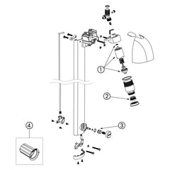 Delabie SPORTING 2 zelfsluitend douchepaneel 30 sec aluminium - onderdelentekening