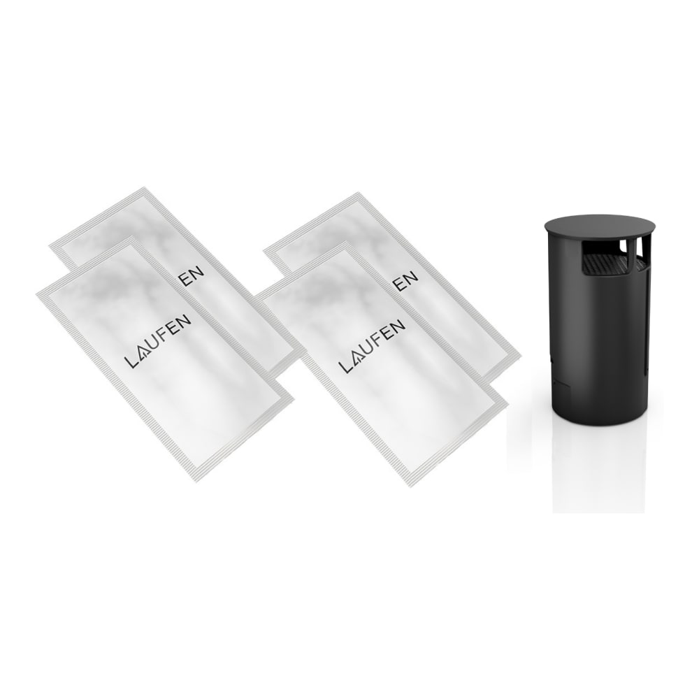 LAUFEN Cleanet Riva Set: geurfilter, 1 stuk + ontkalkingsmiddel, 2 x 2 stuks Zwart Glanzend Art. H8916970200001