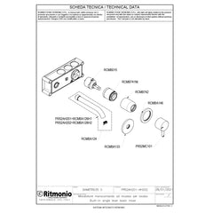 Ritmonio Diametro35-S Afb. deel Wastafelkraan met rozetten gebogen uitloop 136/196mm