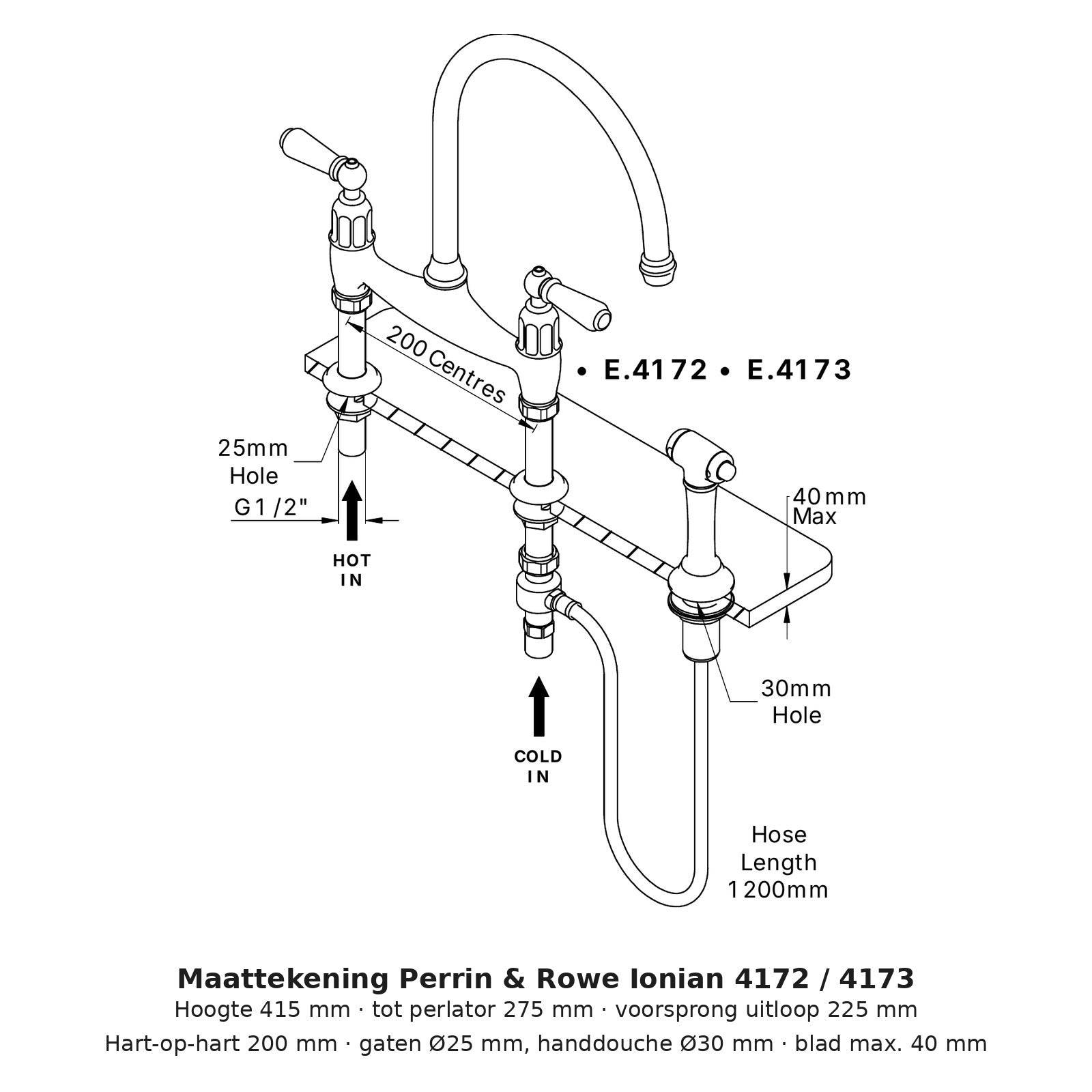 Maattekening Perrin & Rowe Ionian 4172 / 4173