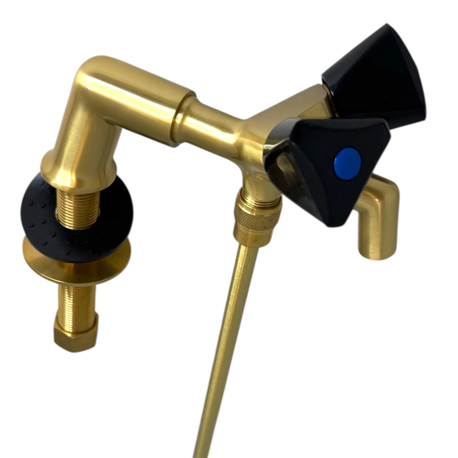 Bar tap with black knobs and brass flush pipe
