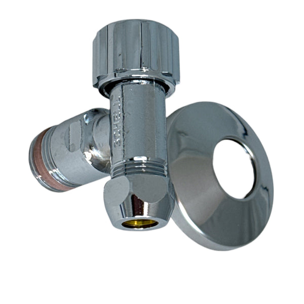 Sanit extra korte hoekstopkraan 1/2x3/8-10mm knel  met rozet chroom Art. 01.984.00..0000