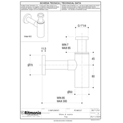 Ritmonio wastafel Sifon 5/4 met muurbuis en rozet RCMB027
