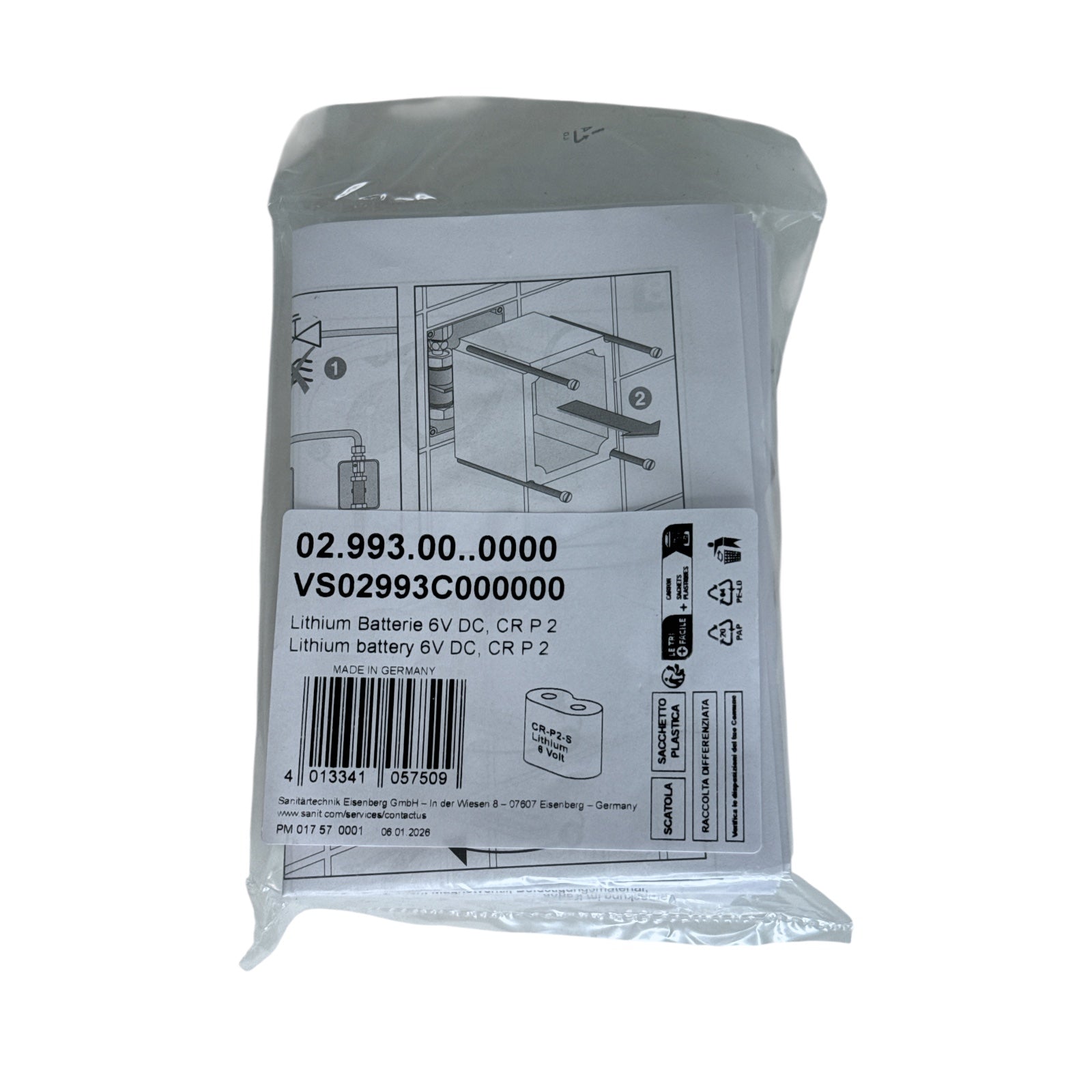 Sanit Lithium 6V DC CR-P-2 Art. 02.993.00..0000