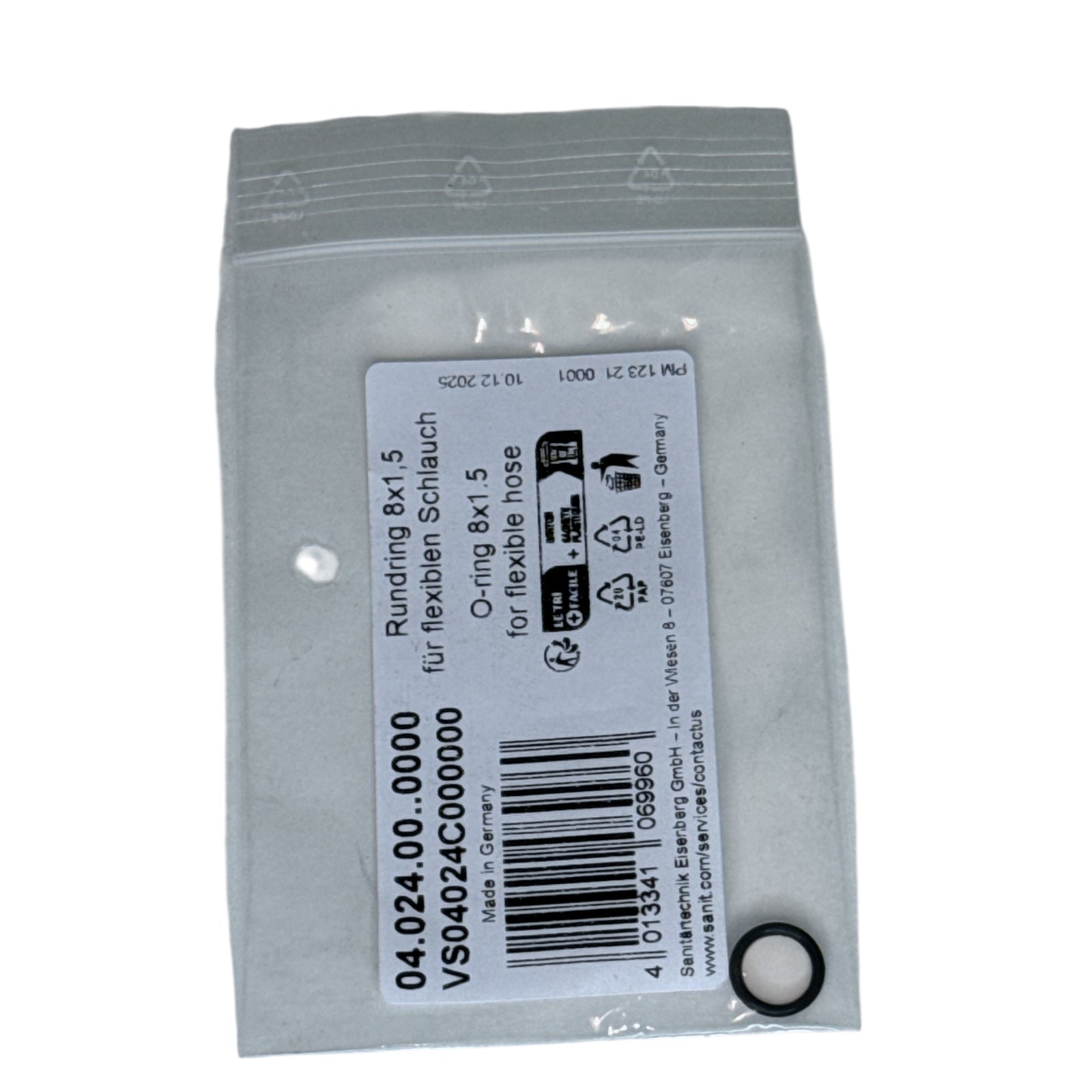 Sanit O-Ring 8x1,5 voor flexibele slang Art. 04.024.00..0000