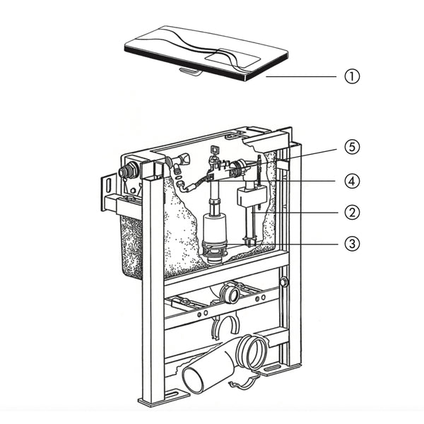 Sanit onderdelen inbouw reservoir met bovenbediening 1995-2004