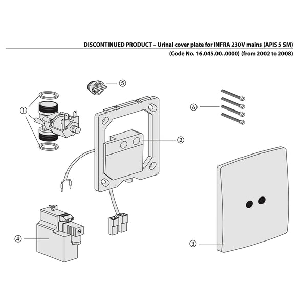 Sanit onderdelen inbouw Electronische Urinoir spoeler 230V 2002-2008 APIS 5 SM