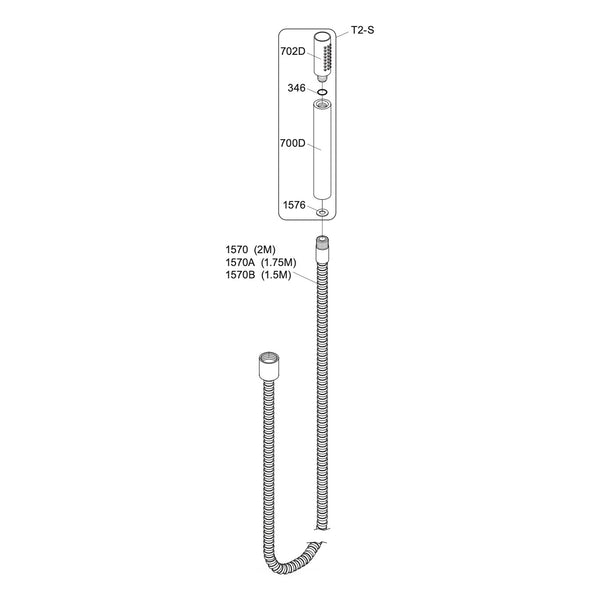 VOLA staafdouche met grijs handvat T2(S)