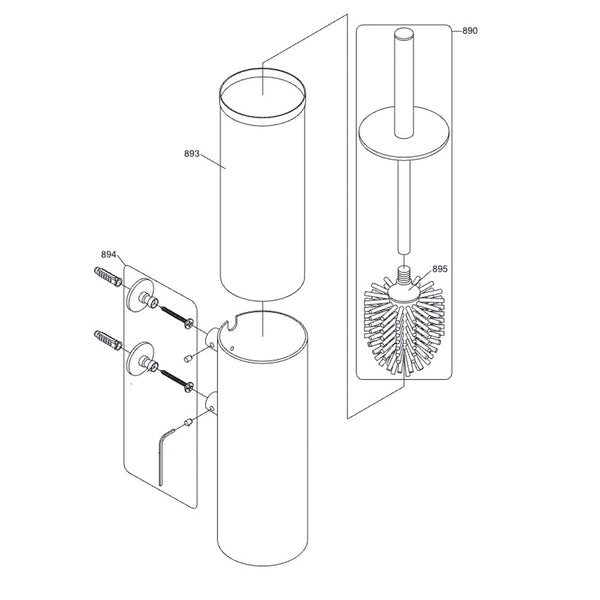 VOLA Toiletborstel voor wandmontage T33