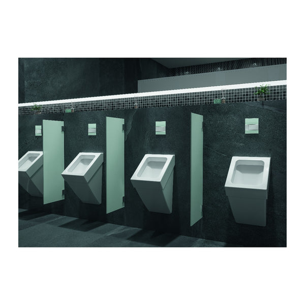TECE square urinal control, black glass, glossy chrome button