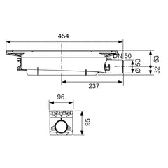 TECEdrainprofile normal drain, DN 50, horizontal drain