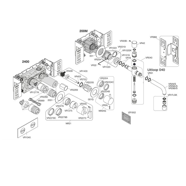 Vola Onderdelen 2000 serie met baduitloop 040
