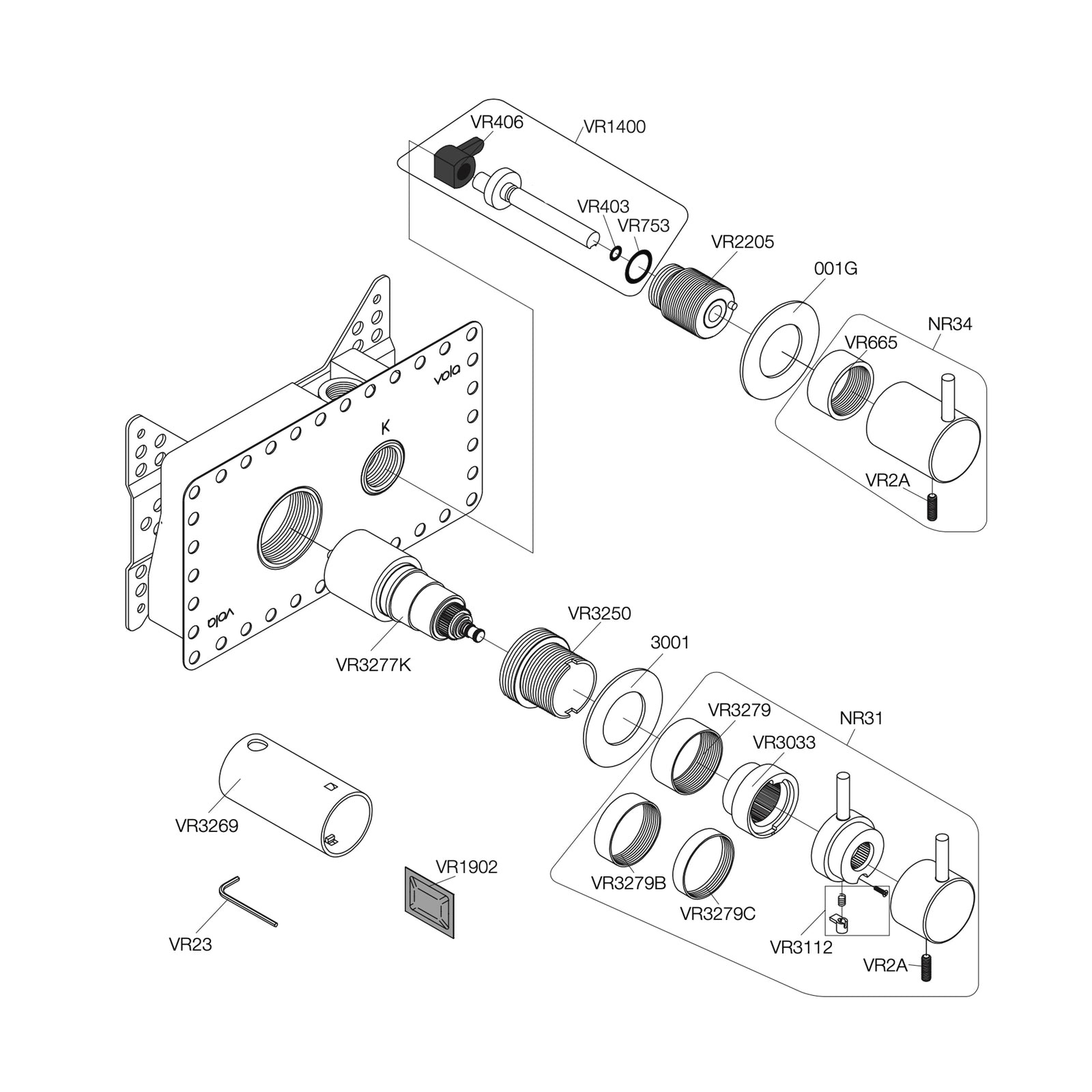 Vola Onderdelen 3000 serie met omstel