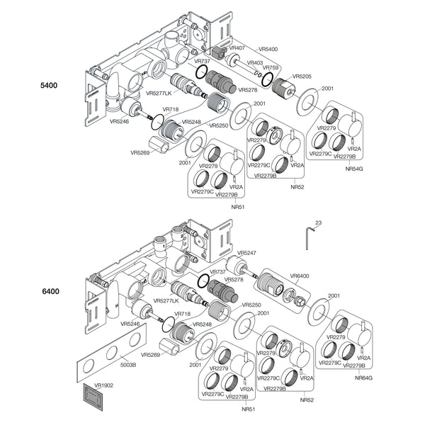 Vola Onderdelen Thermostaatkraan 5000/6000 serie met omstel voor 2018 geleverd