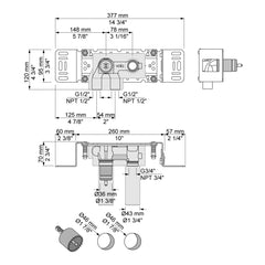 Vola Monoknop inbouwdeel met vast aansluithuis.1/2 aansluiting voor koperen stalen ijzeren of PEX-leidingen. Artikelnummer 100