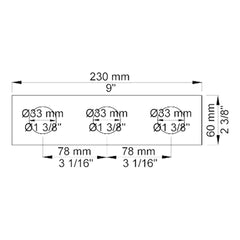 VOLA Afdekplaat 3-gats 231/309 x 60 gaten Ø33 mm en Ø33/Ø30  mm VR1037 / 003K / 003 / 003B