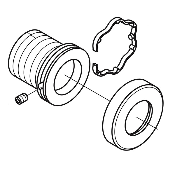 VOLA standard koppelstuk voor oa 19mm uitloop compleet met kleurring VR2019