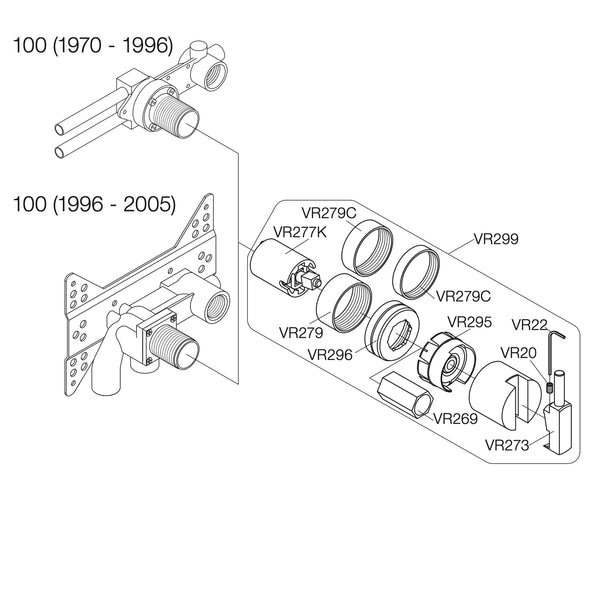 VOLA serviceset greep + binnenwerk 100 voor kranen 1970-2005 VR299