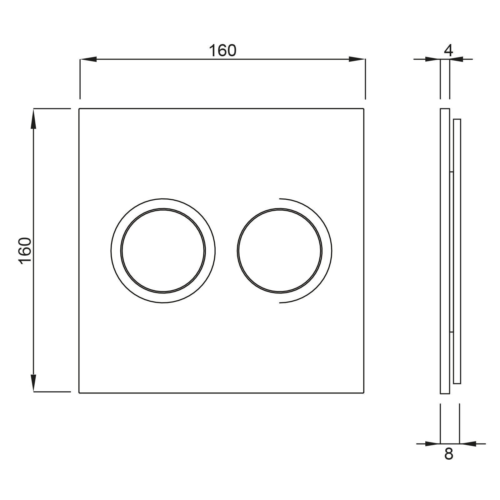 Wisa XS Bedieningspaneel Luga glas DF glas wit Artikelnummer 8050419801