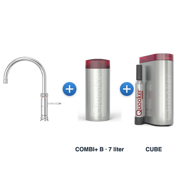 Quooker Classic Fusion Round Chroom met COMBI+ B-reservoir en CUBE